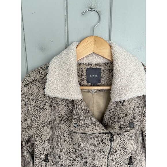 Lysse Rosalind Detachable Faux Shearling Collar Crop Jacket S Small Cropped Beig - Picture 2 of 6